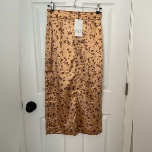 ZARA Satin Midi Skirt